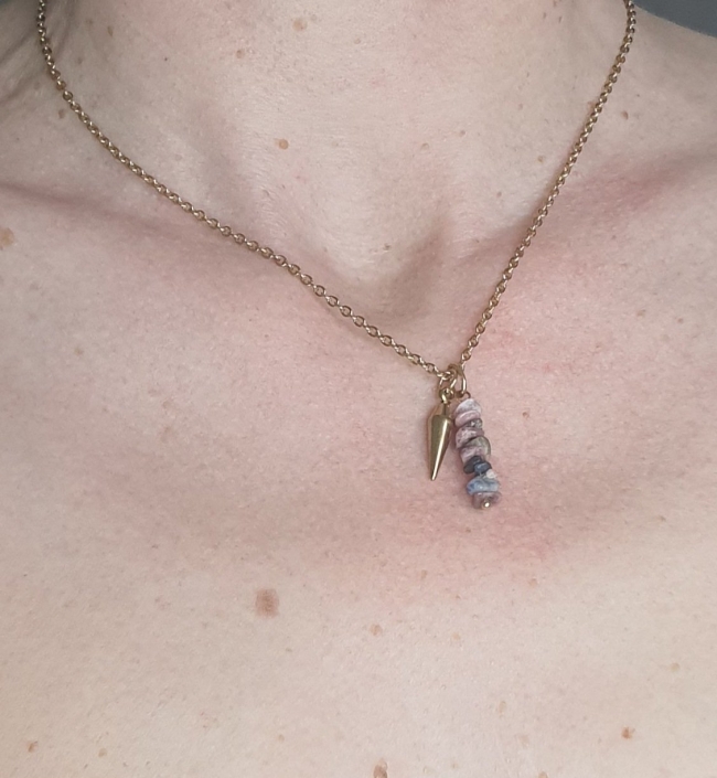 Collier pendule Zélis rose et gris